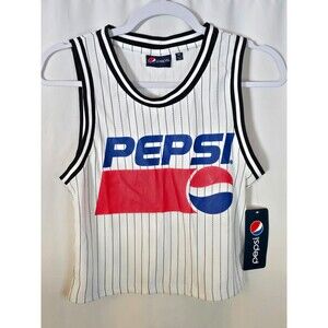 Pepsi Basketball Jersey Women's Size Xtra Small White Cropped Tank Top NWT